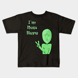 Peace Alien Little Green Vegan Martian Kids T-Shirt